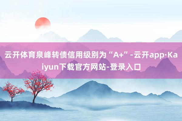 云开体育泉峰转债信用级别为“A+”-云开app·Kaiyun下载官方网站-登录入口